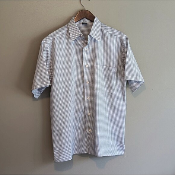 Claudio Nucci Other - Claudio Nucci Blue Check Lightweight Short Sleeve Shirt Mens Size Medium M